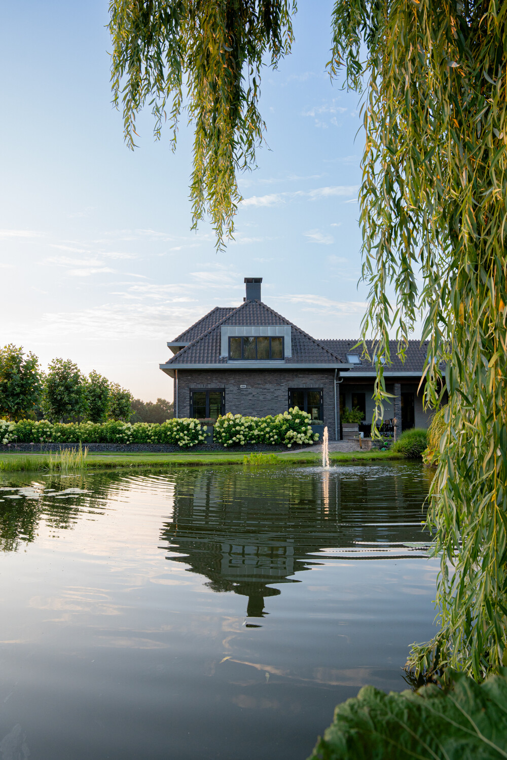 Moderne villa met vijver
