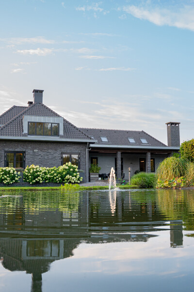Moderne villa met vijver, Haps